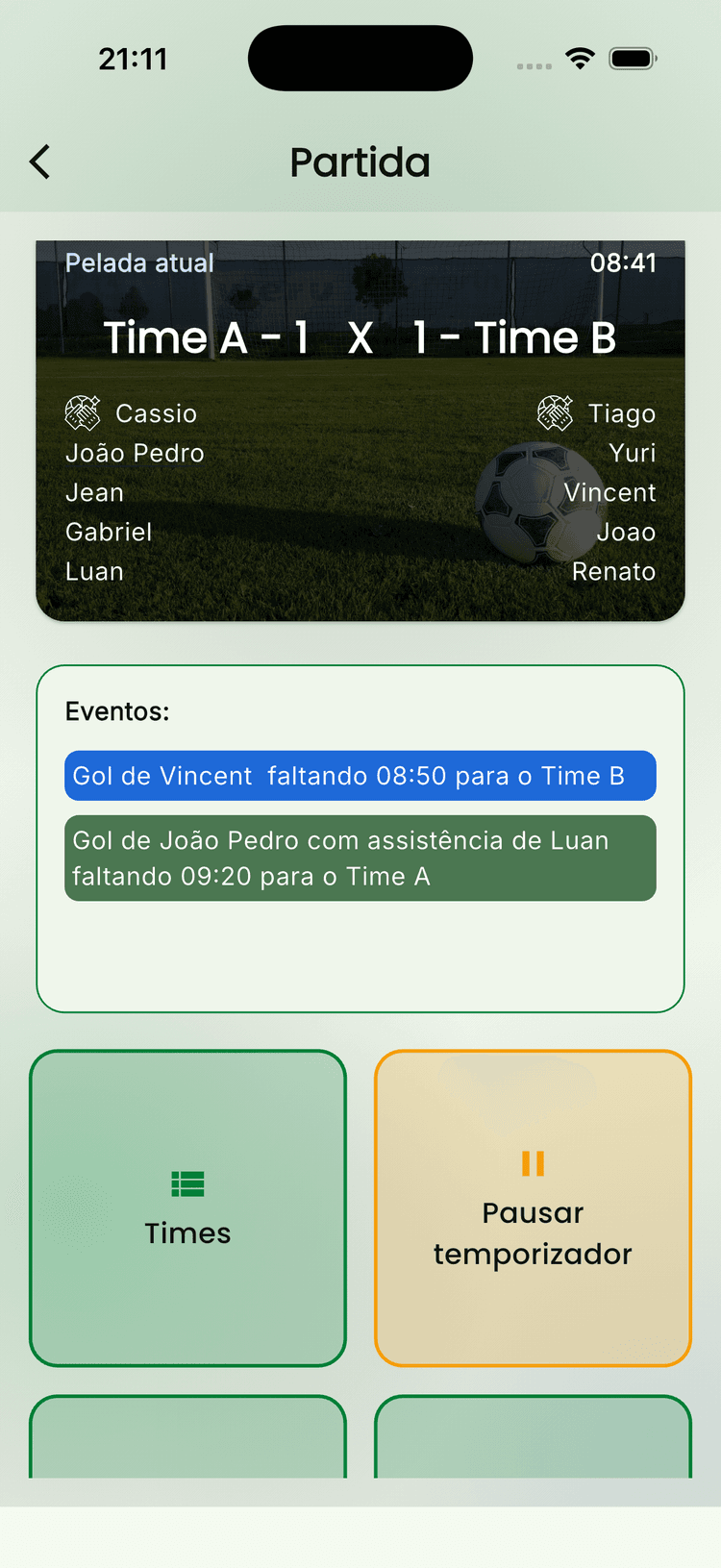 Gerencie a pelada